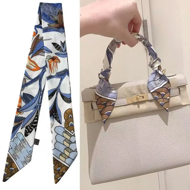 5*90cm Twill Kleine Streamer High-end-Seidenschal frauen Kopftuch Vielseitig Trend Lange Riemen Gebunden Tasche seidenschal Großhandel