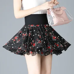 2023 Summer New Style Floral Chiffon Women's High Waist Short a Pleated Anti Slip Faldas Fashion Clothes for Women Skirts