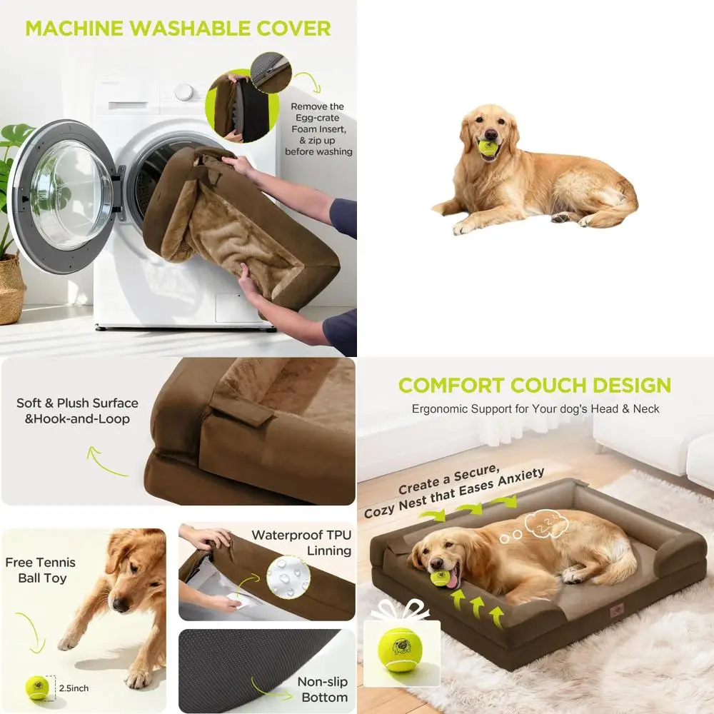 Orthopedic XL Dog Bed with Removable Cover, Washable, Non-Slip, 42x30