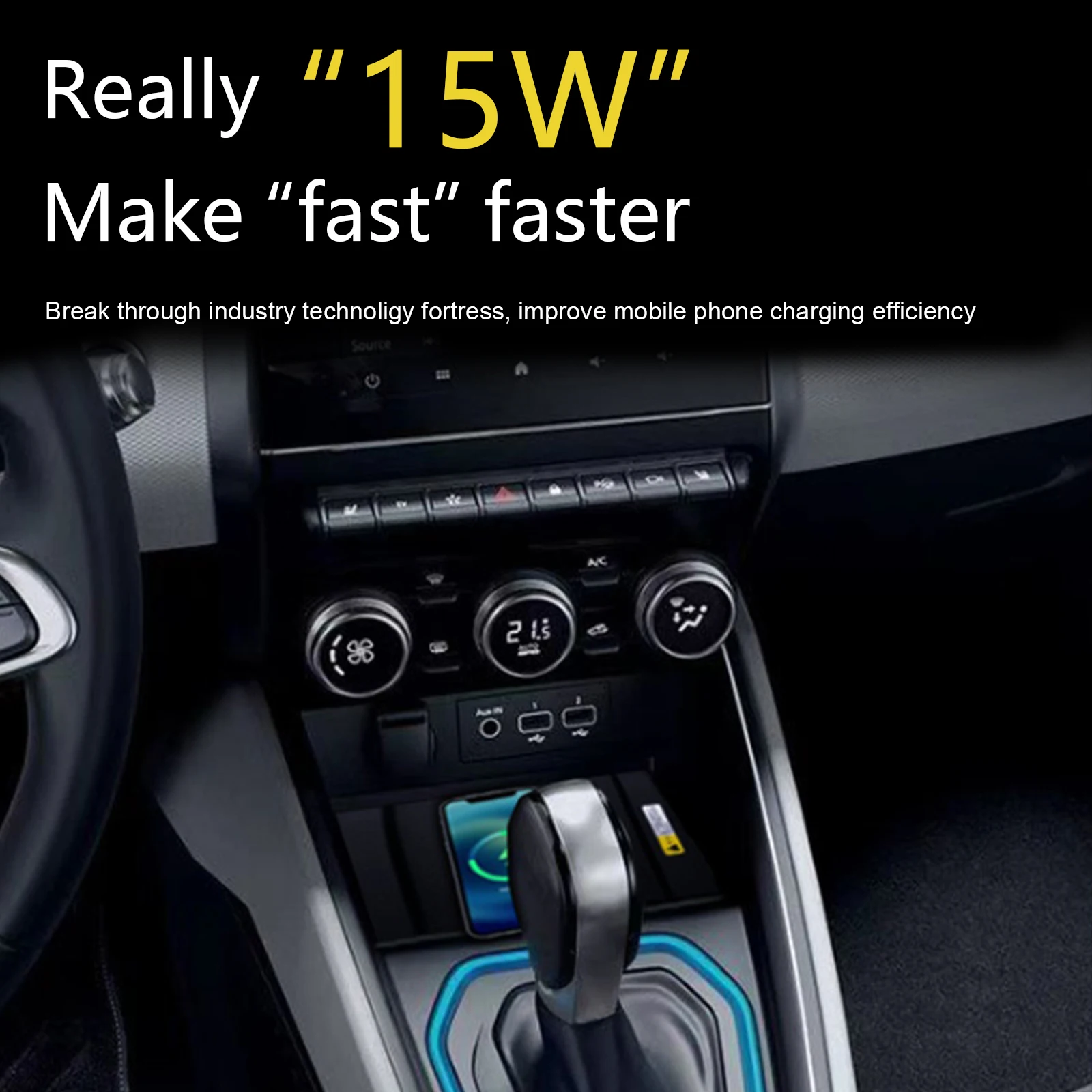 2 DIN 最新の 15W ワイヤレス充電器、特別なオンボード QI 電話高速 