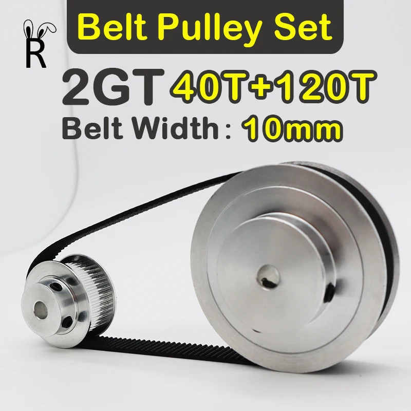 3:1 Reduction 40T 120T GT2 2M 2GT Synchronous Wheel Set Belt Width 10mm Timing Pulley Set 120Teeth 40Teeth 3D Printer Pulley Kit