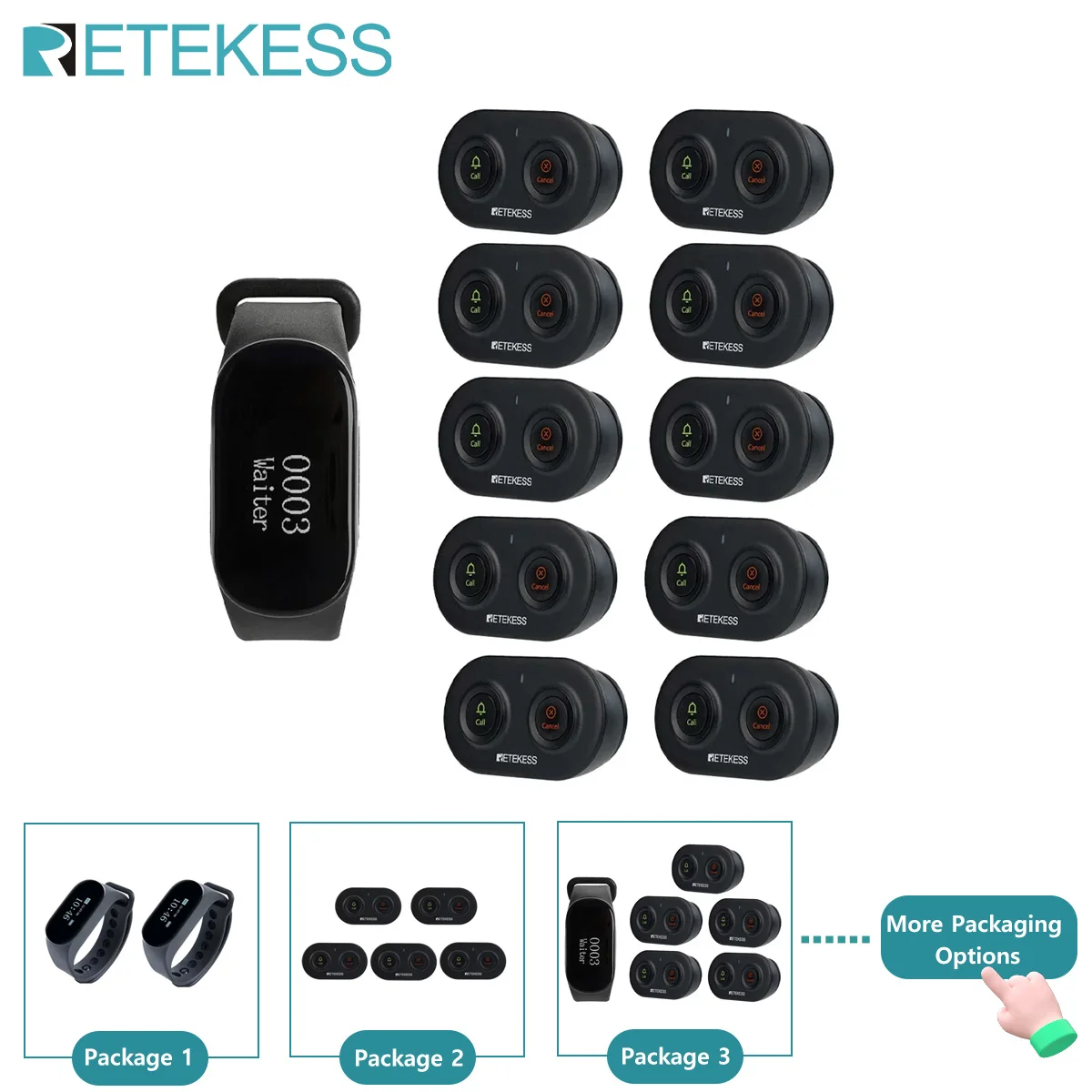 

Retekess Restaurant Pager Wireless Waiter Calling System TD112 Waterproof Watch Receiver TD036 Call Buttons For Cafe Bar Club