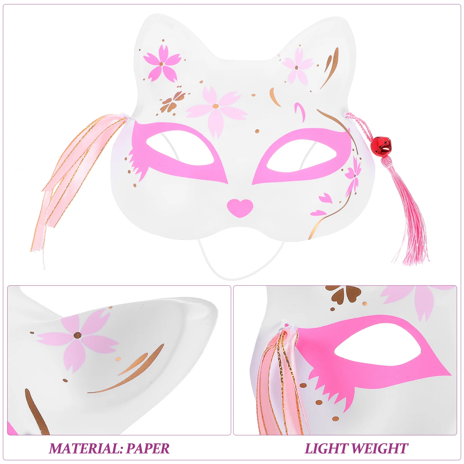 

1pc Half Face Decorative Cosplay Party Halloween Cat Mask Pink Funny Animal Costume Mask Performance Prop Gift Friends Family