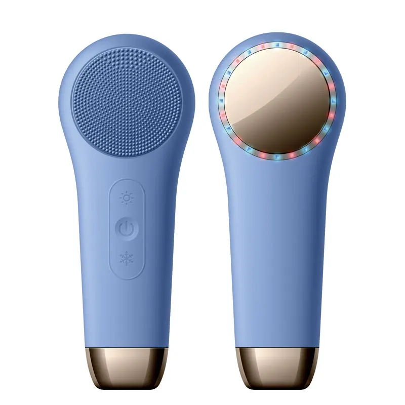 

Double Side Face Massager LED Therapy Heat Cool Compress Sonic Silicon Electric Face Cleansing Brush