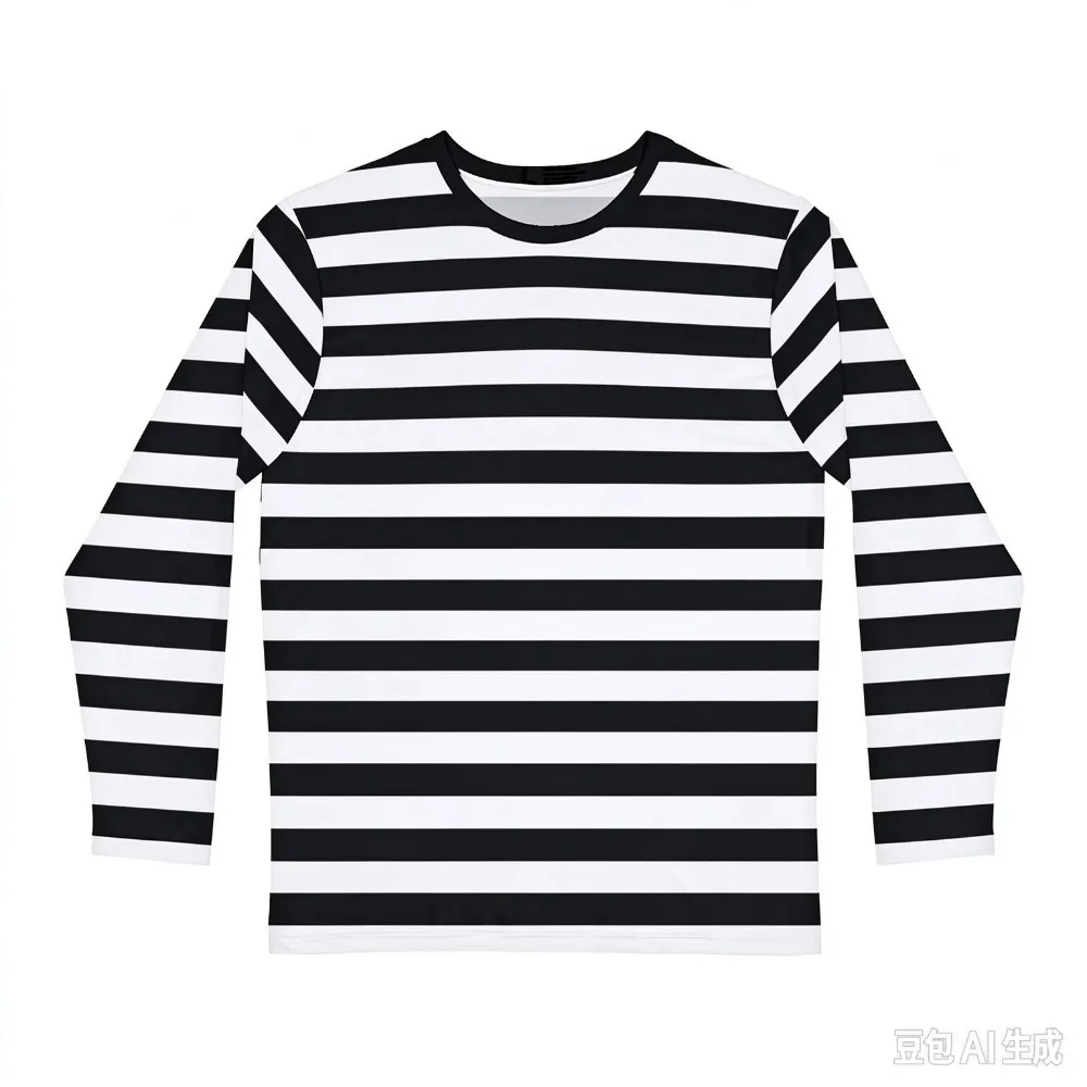 French Gothic Striped Long Sleeved Shirt Round Neck Casual Streetwear Versatile Daily Wear Spring Adult Long Sleeved T-shirt