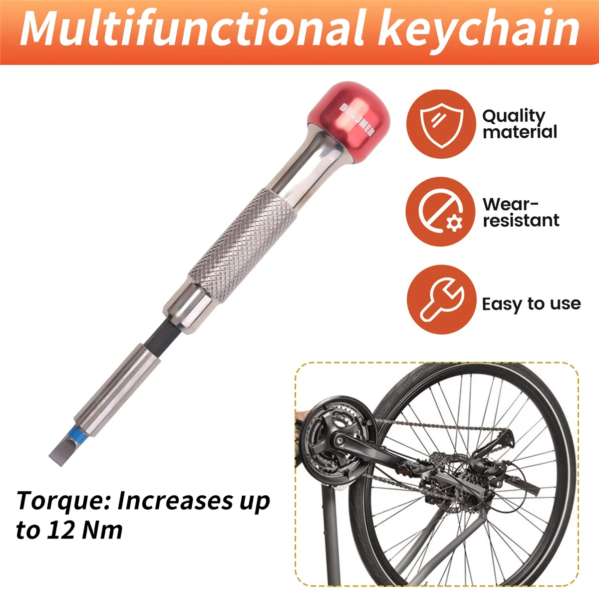 

A95G DONUMEH Screwdriver Multifunctional Keychain Magnet Tool for Portable Bike Repair