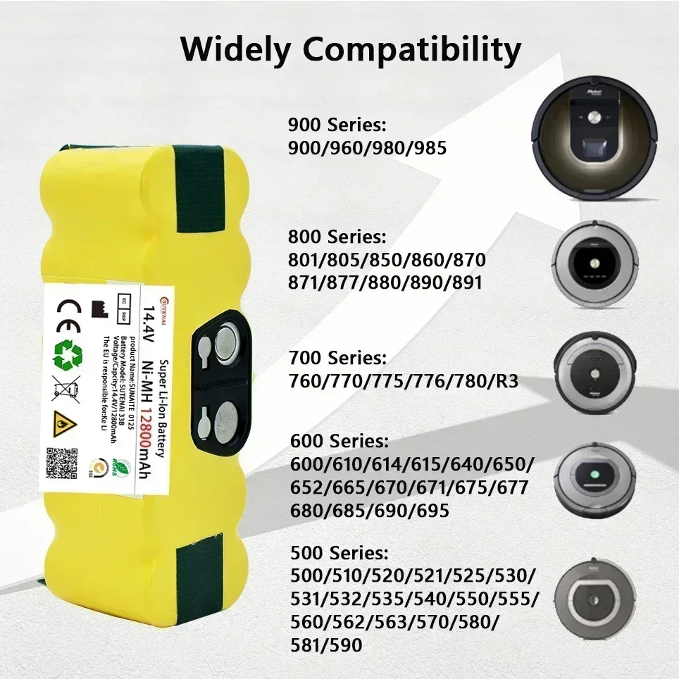 

NE GO new 12.8Ah Battery for Irobot Roomba 500 600 700 800 900 Series vacuum cleaner Irobot Roomba 600 620 650 700 770 780 800