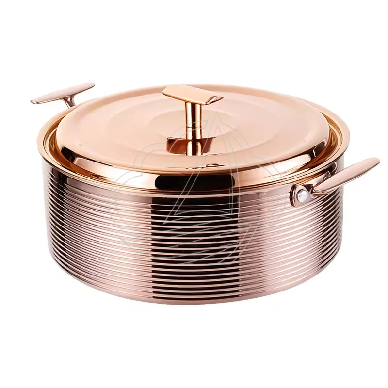 304 Stainless Steel Rose Golden Hotpot Pan All Steel Lid Kitchen Shabu Cooking Pot