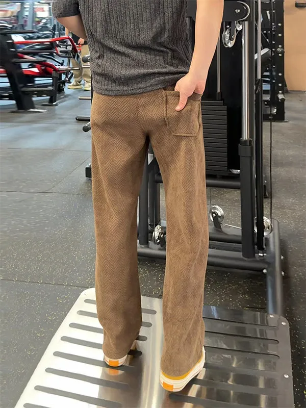 

Мужские брюки Cé Brown с узором в виде пшеничных колосьев, на флисовой подкладке, прямого кроя, слегка расклешенные, повседневные зимние брюки