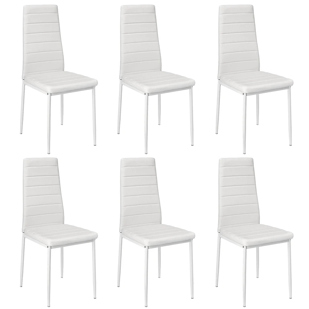 Set van 6 eetkamerstoelen, gestoffeerde keukenstoelen met hoge rugleuning, ergonomische kunstleren stoel, voor eetkamer, kantoor
