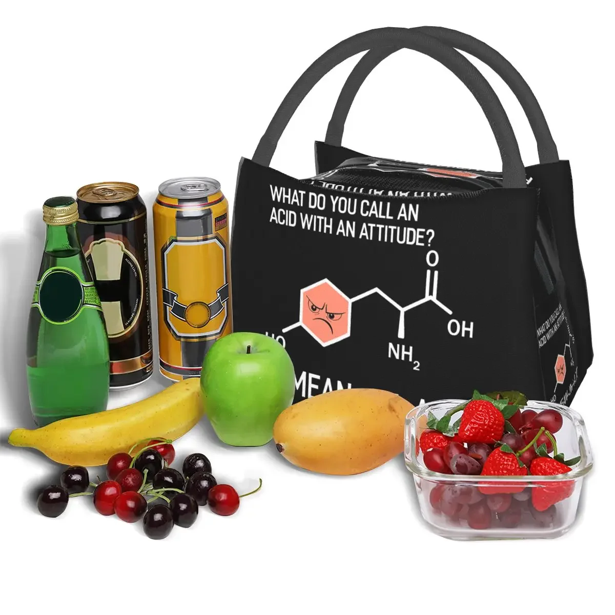 Science Chemistry Pattern Lunch Bag Biology Funny Lunch Box For Unisex Travel Portable Cooler Bag Print Tote Food Bags