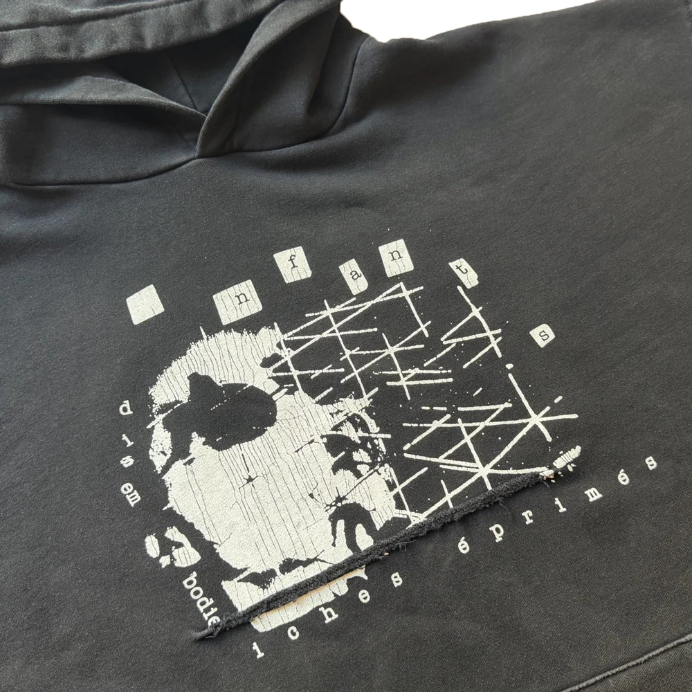 American Y2k Streetwear Street Art Graphic Oversized Hoodies Hiphop Street Style Cotton Distressed Print Casual Pullover Hoodies