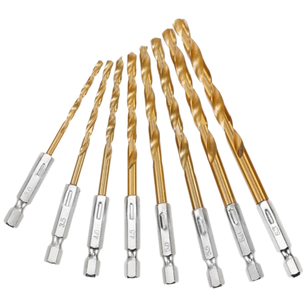 8Pcs 3-6.5mm HSS Drill Bit Hex Shank For Wood Metal Marble Drilling Hole Cutter Length 80-119 Mm For Drilling Aluminum Wood