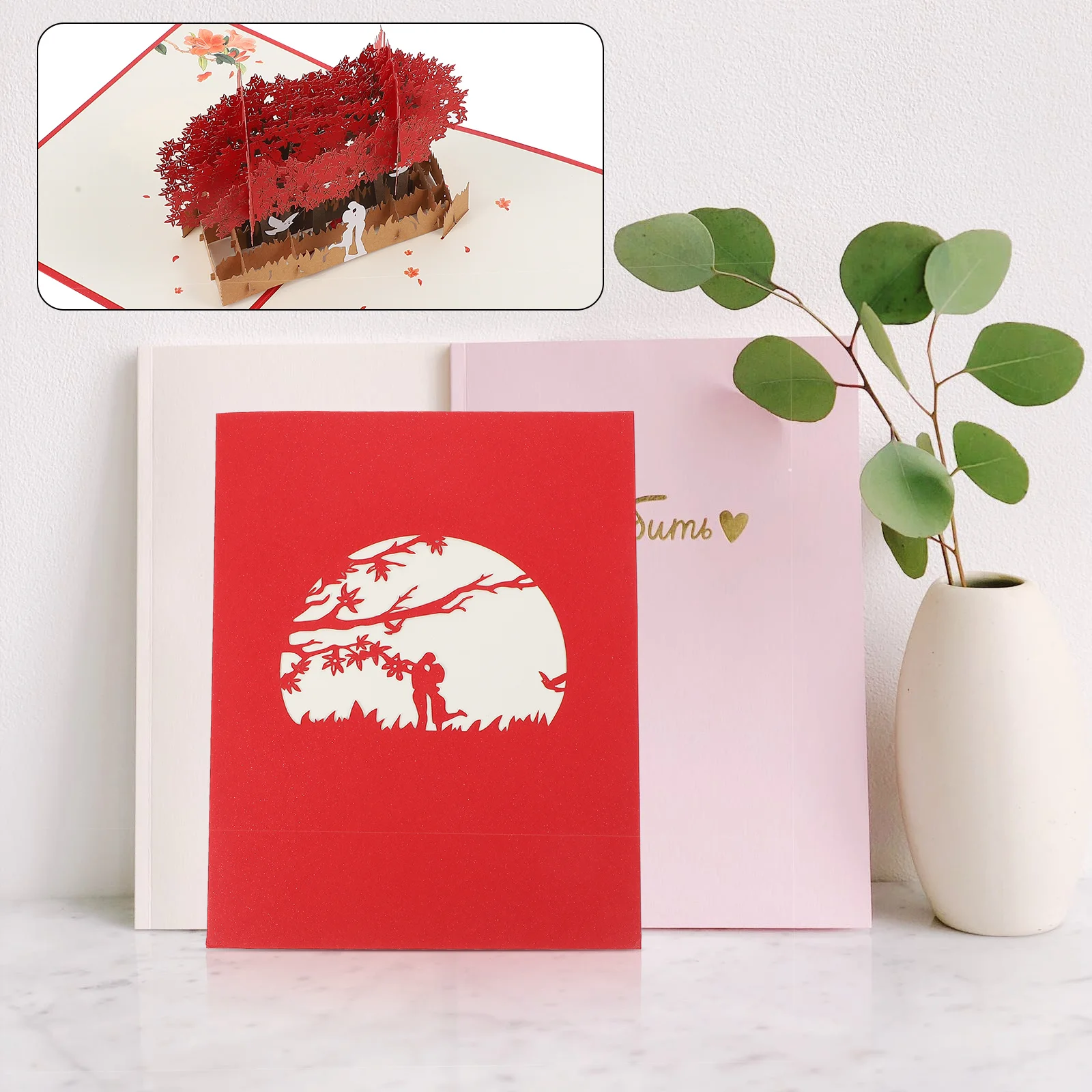 

Romantic 3D Greeting Card with Bird and Lovers Design Ideal for Valentine's Day Blessing Message Card for Girlfriend
