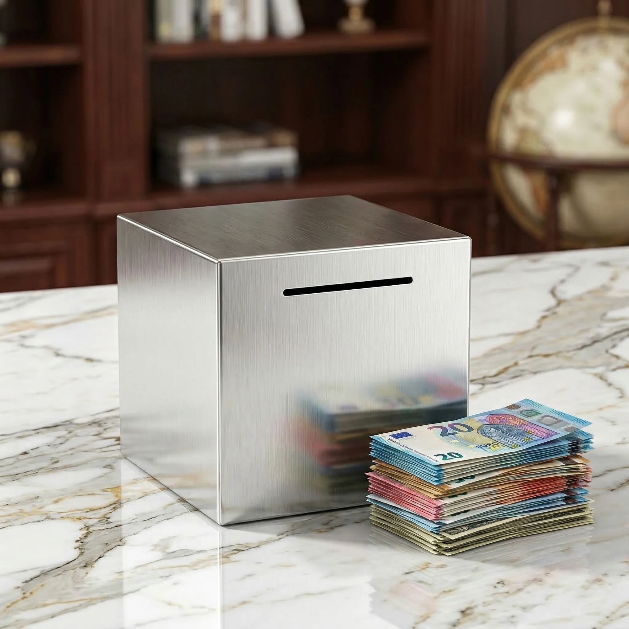 Stainless Steel Piggy Bank for Adults Unopenable Money Saving Box Secure Metal Cash Vault Savings Challenge Gift for Kids