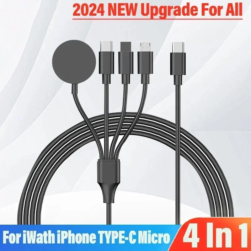 VIKEFON 4 In 1 USB Type C PD Charging Cable for IPhone/Android Fast Watch Magnetic Wireless Charger for Apple Watch 1-9 Ultra SE image 2