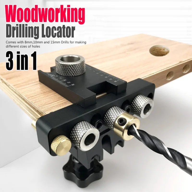 

Precision Jig Dowel Cam Jig 3 in 1 Dowelling Jig Master Kit Wood Hole Drilling Guide Woodworking Position for DIY Wood Working