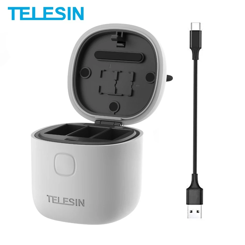 

TELESIN 3 Slots Charger For GoPro Hero 9 10 11 LED Light TF Card Reader Storage Charging Box for GoPro Hero 9 10 11 Black