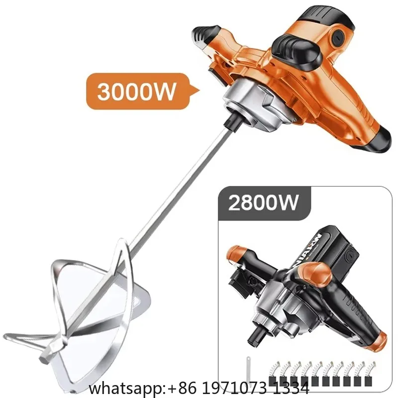 3000W/2800W Industrial Cement Mixer 220V 6 Speeds Adjustable Handheld Paint Putty Powder Cement Plaster Mortar Coating Mixer