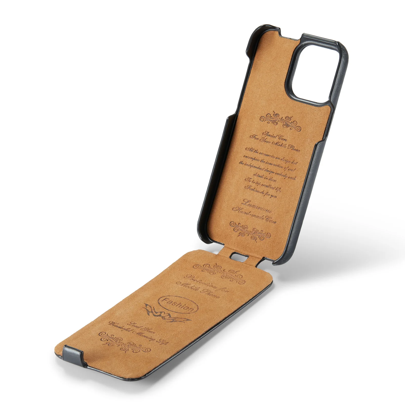 Fierre Shann Funda de cuero con tapa Vertical de lujo para iPhone 16 Pro Max 7G 8G XR 11 Pro 12 13 Mini 14 Plus cubierta con tapa abierta arriba abajo