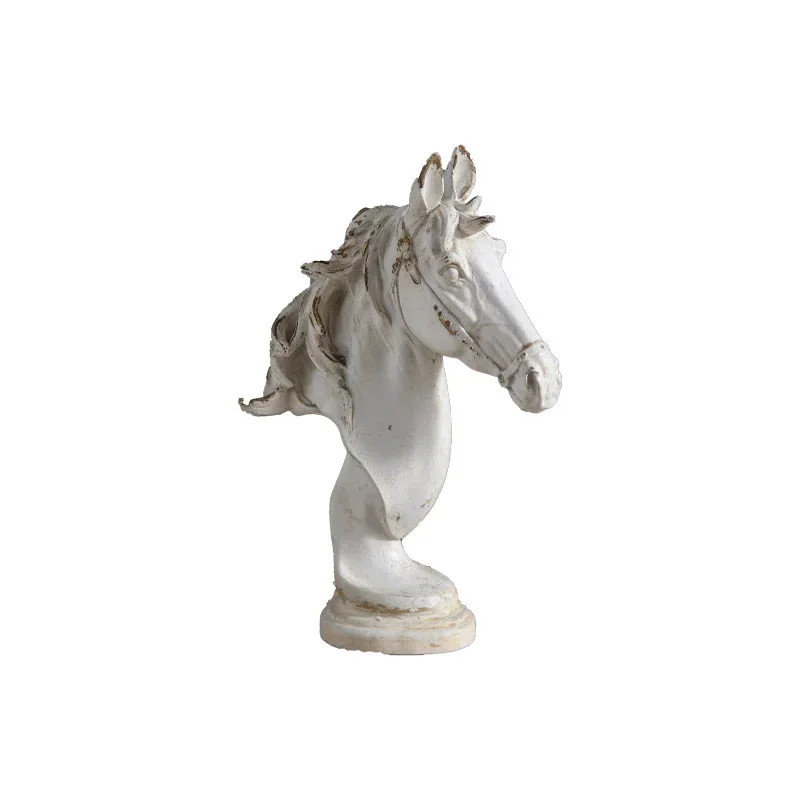 

French retro creativity, entrance ornament horse head resin, handicrafts, living room TV cabinet decoration
