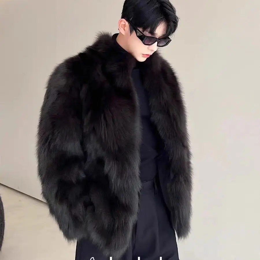 Y2k Jackets for Men Fur Imitation Leather Jacket Thickened Fox Mink Coat Winter Jacket Men Fur One piece Coat Coat Men Winter