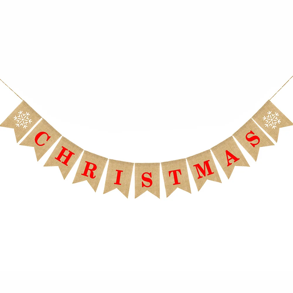 عيد ميلاد سعيد رسالة راية الخيش ندفة الثلج نمط الكتان الرايات الطرف الديكور عيد الميلاد سحب العلم في الهواء الطلق استخدام داخلي