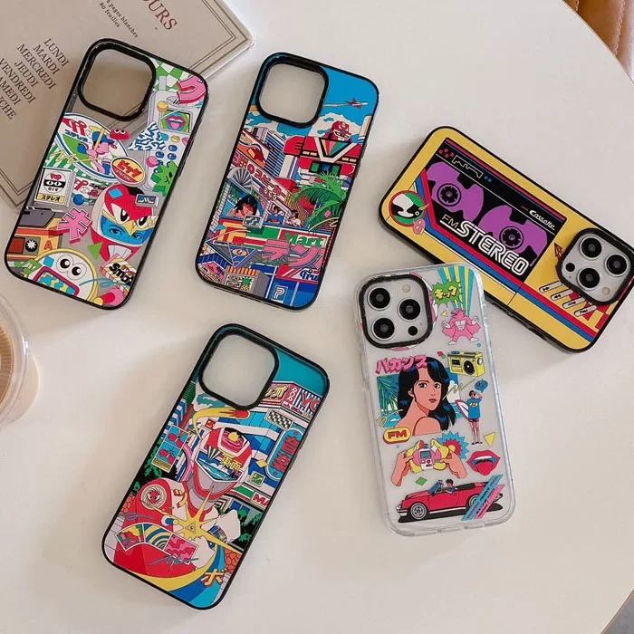 Graffiti Anime 2.0 Version Acrylic Upgrade Border Phone Case Cover for IPhone 11 12 13 14 15 Pro Max Case for IPhone 15 Pro Max