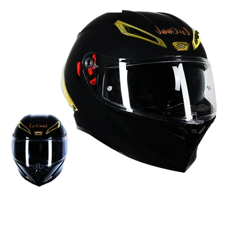 3C Certified Carbon Fiber Motorcycle Helmet Men's Winter Warm Double-lens Design Four Seasons Are Appropriate