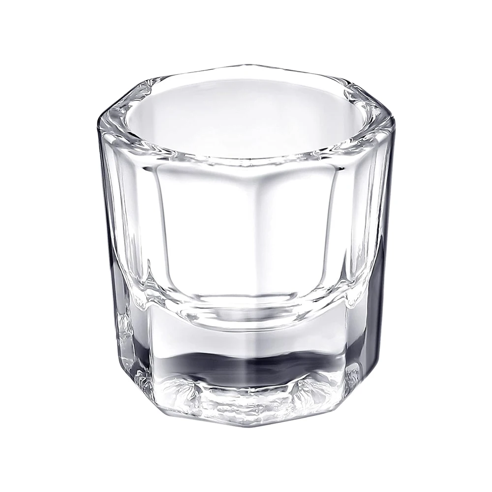 Verre cristal pour Nail Art, acrylique transparent, petite poudre octogonale, tasse à ongles liquide, brosse de nettoyage, bol de mélange de liquide, outils