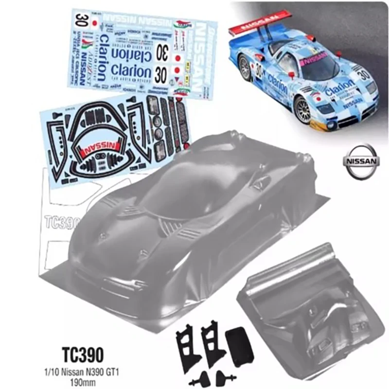 TC390 1/10 Electric Room Flat Drift Car Shell Transparent PC Car Shell 190mm Suitable for Nissan N390 GT1