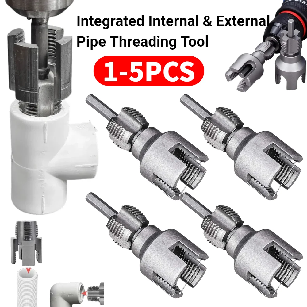 Integrated Internal & External Pipe Threading Tool PVC Pipe Thread Cutting Tool PVC Pipe Threader Kit for Thread Cutting