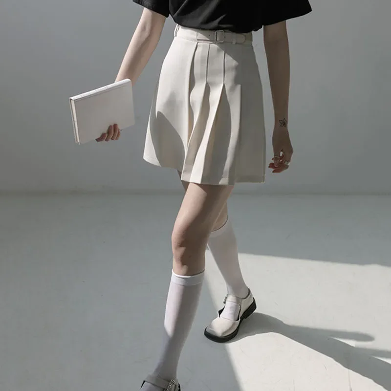 Women High Waisted Pleated Skirt Korean Fashion Irregular Spliced A-line Skirts Female Spring Summer New Streetwear Short Skirt