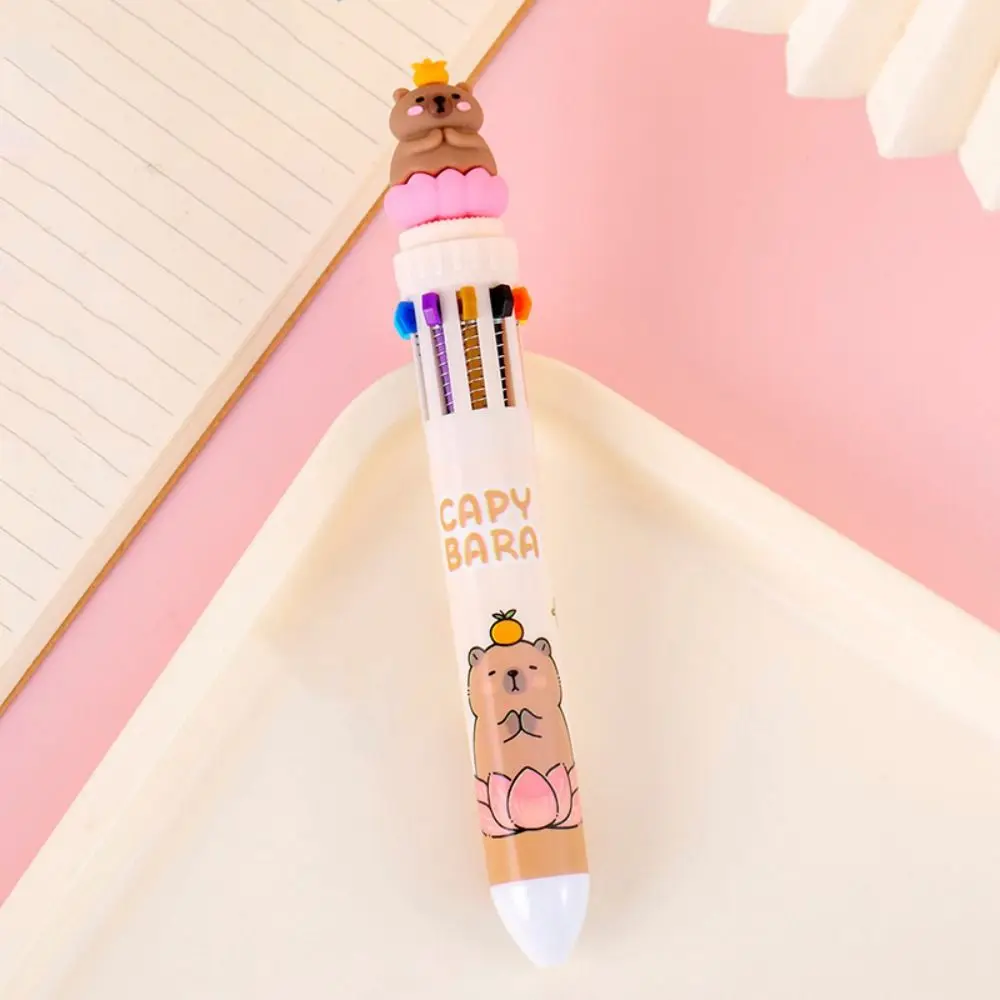 

Gel Pens Cartoon Capybara Multicolor Pen Plastic Colorful Capybara Pen Ten-Color Brown Creative Ten-Color Pen Girl Gifts