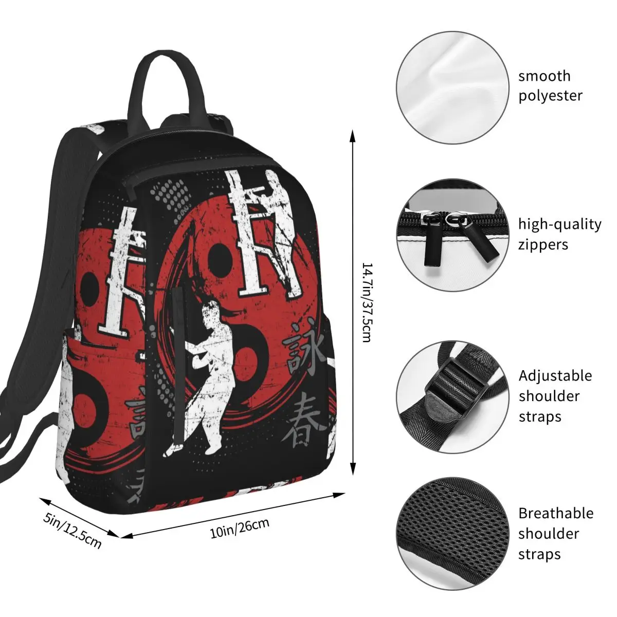 Chinese Kung Fu Tai Chi And Wing Chun Backpack Student BookBag Kids School Bag Laptop Shoulder Bags Boys Girls