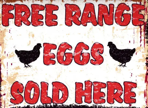 FREE RANGE EGGS  metal wall sign pub,bar shed garage cafe shop kitchen chickens-Aluminum