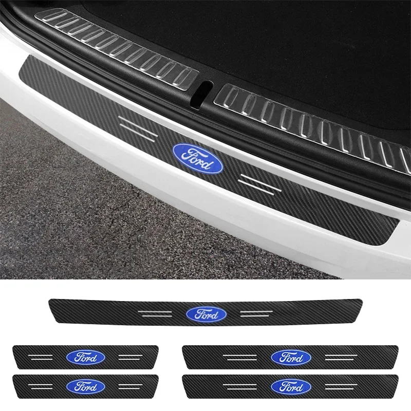 

Emblem Carbon Fiber Decal Car Door Sill Protection 3D Sticker Accessory For Ford F150 Focus Ranger Fiesta Transit Mustang Mondeo