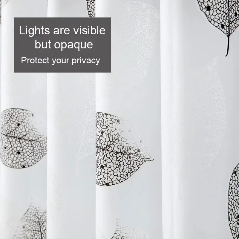 Bathroom Shower Curtains PEVA Waterproof Thickening Bath Curtain With Hooks Rustproof Metal Grommets Leaf Pattern Shower Curtain image 3