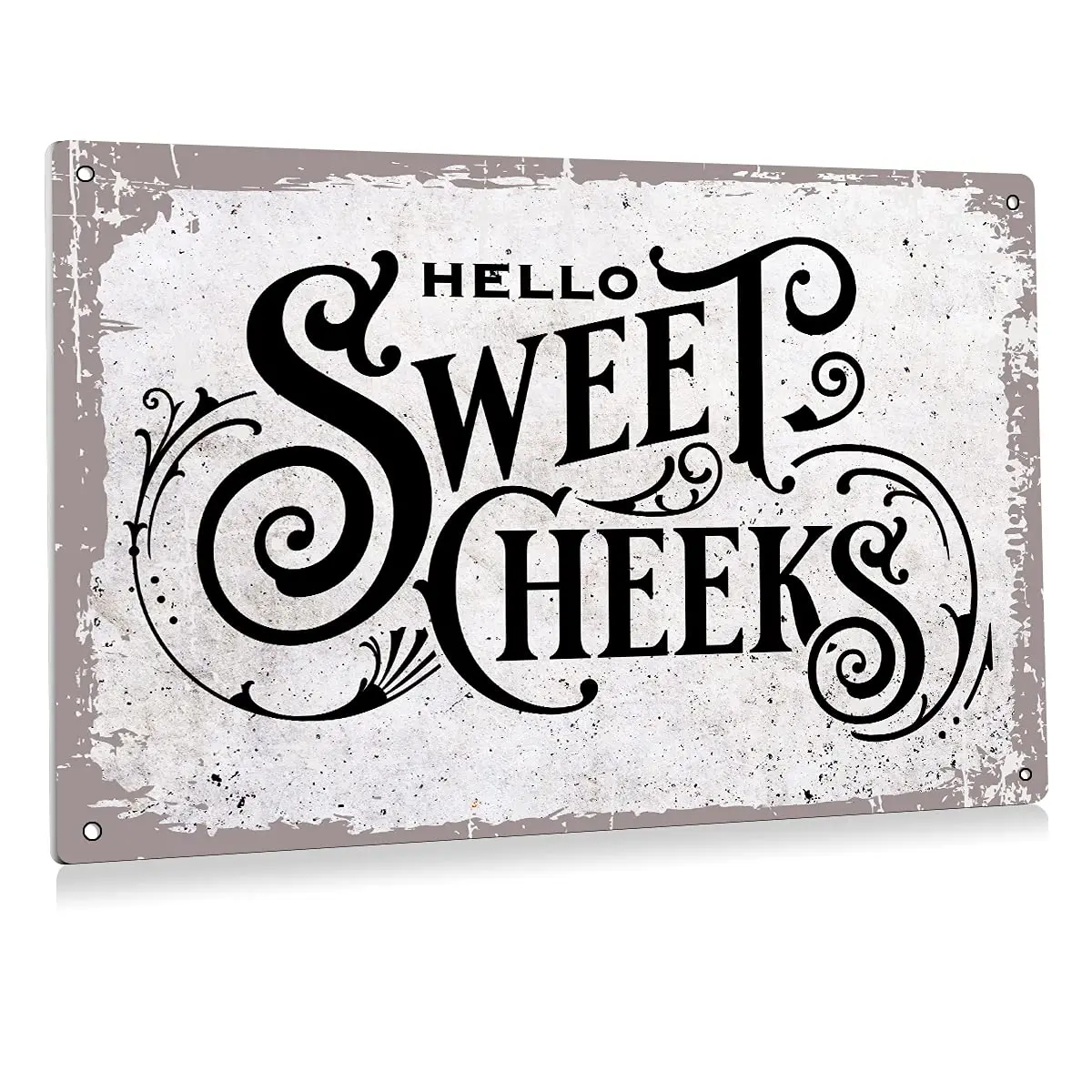 Retro Hello Sweet heeks Bathroom Metal Tin Sign Wall Decor - Vintage Bathroom Quote Tin Sign for Toilet Restroom Home Decor Gift