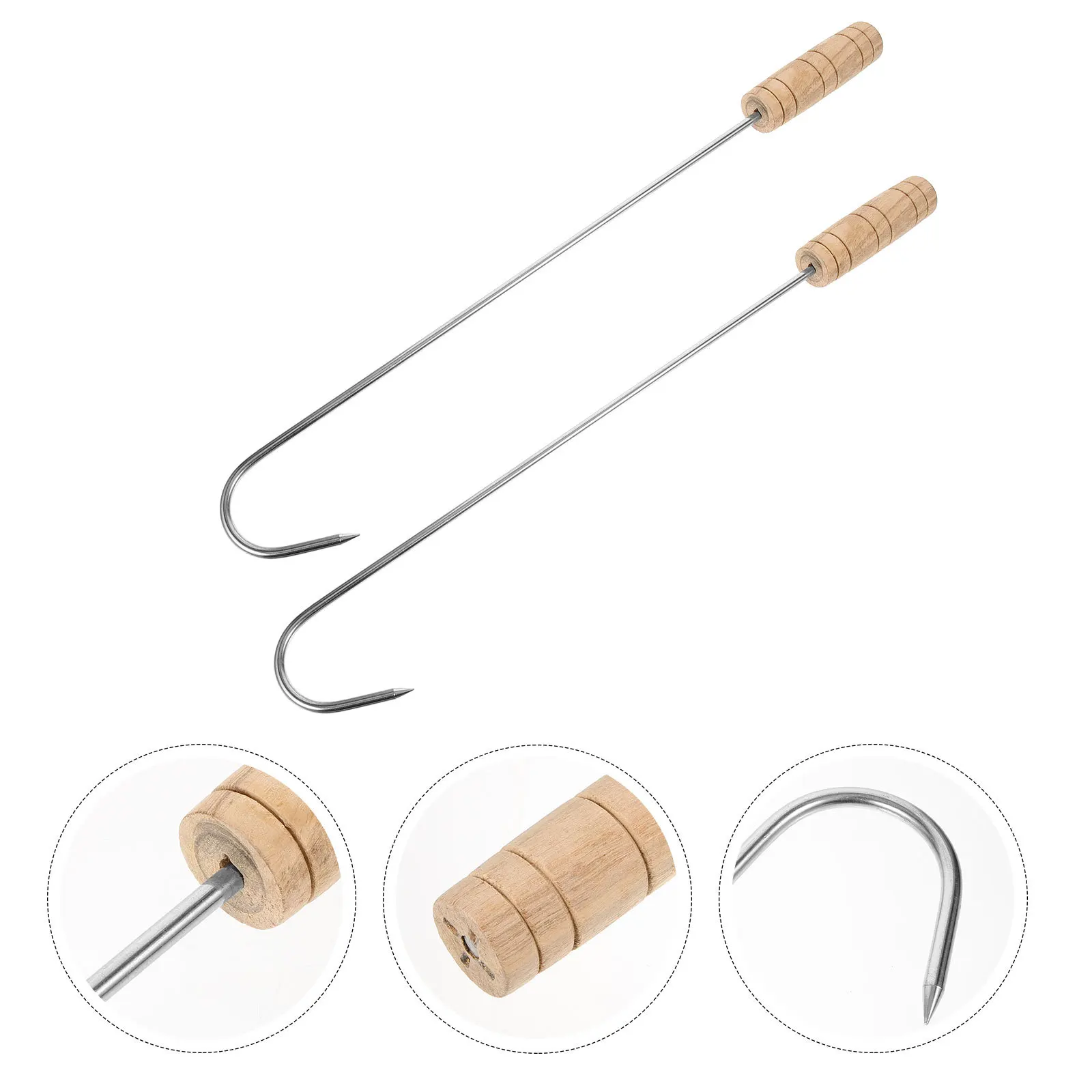 2 قطعة مقبض الفولاذ المقاوم للصدأ السنانير الصلب المعادن التمهيد مجتذب للمطبخ اللحوم السنانير كاوبوي التمهيد مجتذب أداة #4