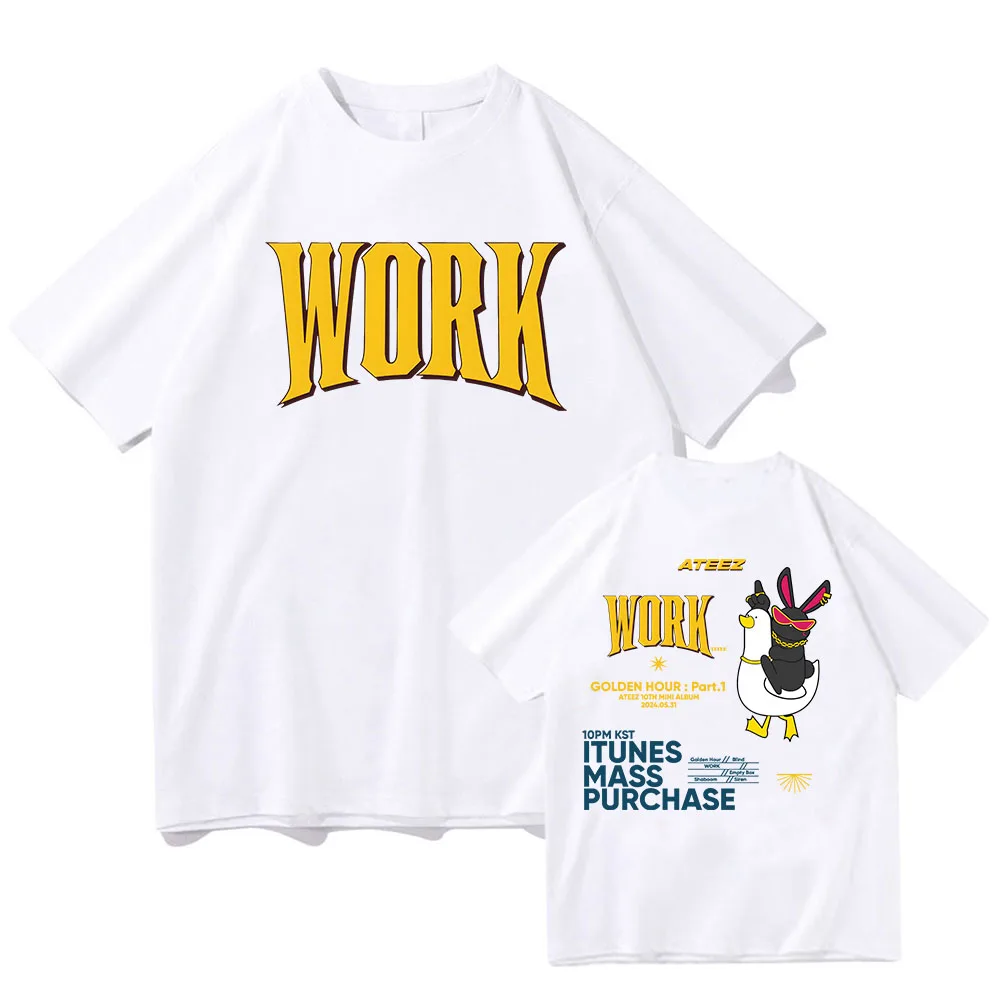 Work Album 2024 Printing T-shirts Boys Band ATEEZ Tee-shirt Short Sleeve Summer Women Tshirts Camisetas Comfortable Korean Tees