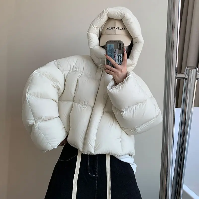 Kendou Style Short Feather Parkas 2024 Women\'s 2 Winter New Korean Version High Waist Thick Bread Jacket Female Clothing