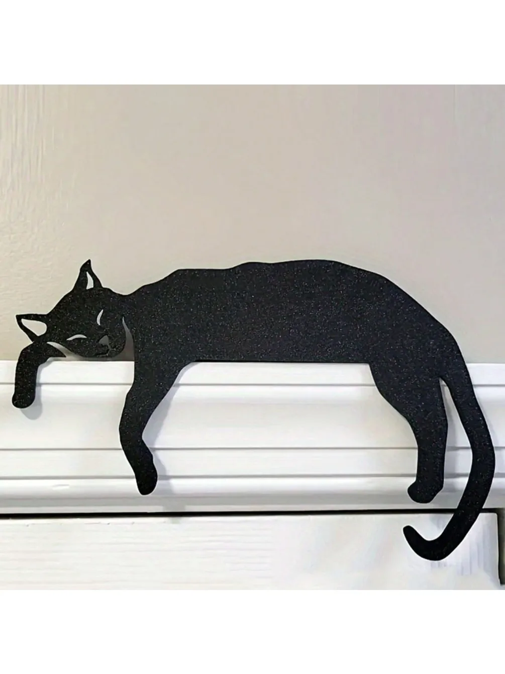 Sculpture murale en métal avec silhouette de chat noir | Décor salon/chambre à coucher | Cadeau d'Halloween et de Noël, ornement de porte supérieure