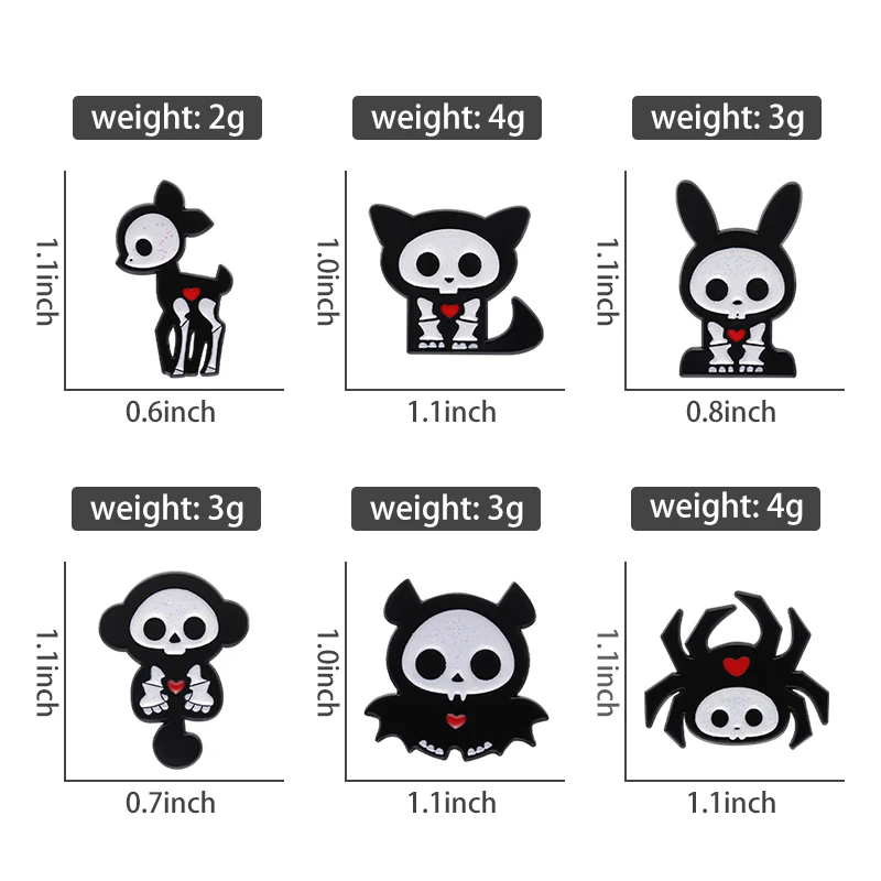 Punk Gothic Animal Enamel Pins Black White Cute Cartoon Demon Brooches Lapel Badge Backpack Clothes Jewelry Accessories Pin Gift