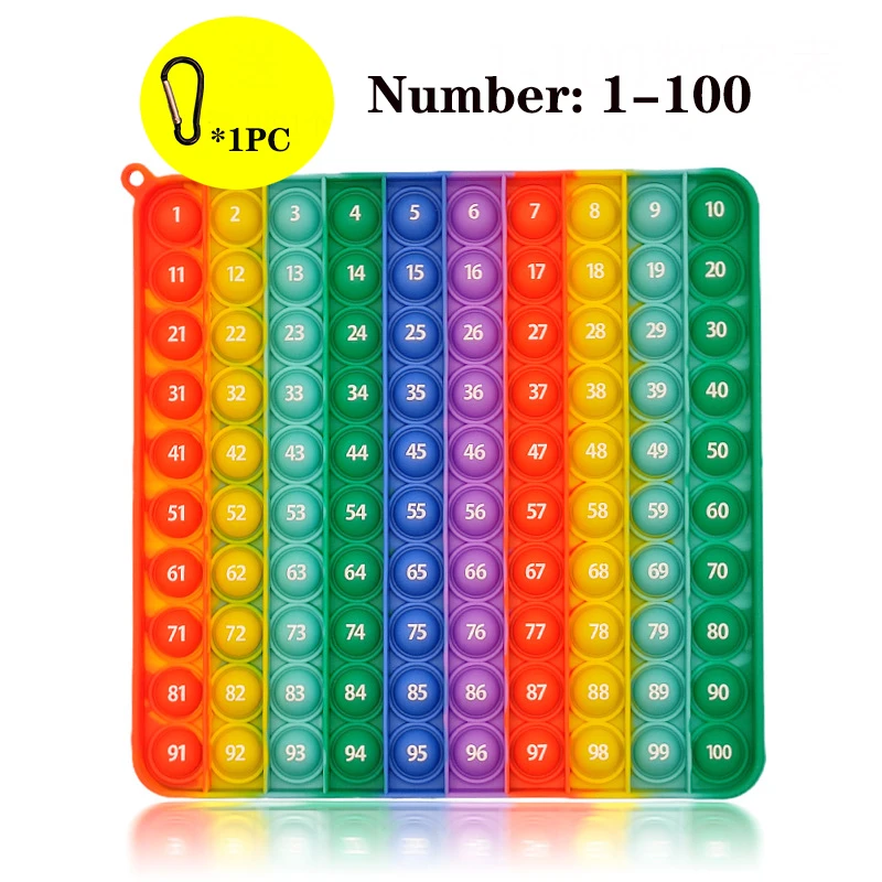 20*20cm Rainbow Popper Fidget Toys 1-100 Numbers Printed Educational Toy Push Bubble Stress Relief Sensory Toys Children Gifts