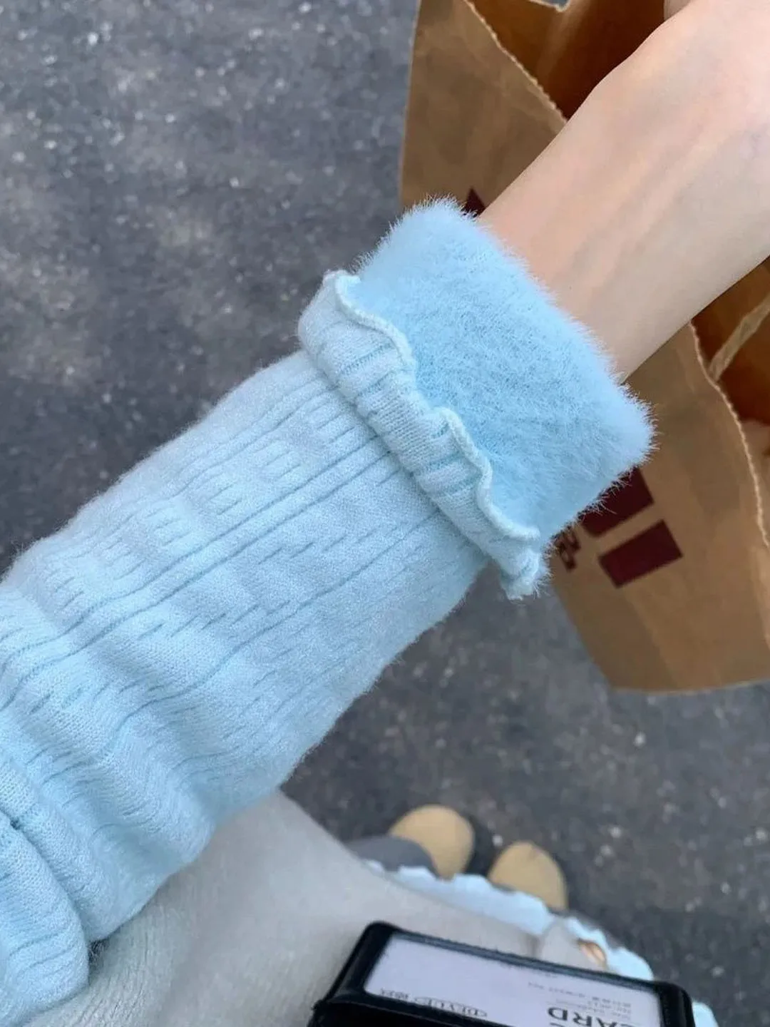 

Anti-Aging Thiened Knitted Sweater Women's Autumn Winter f High Collar Slim Fit Inner Wear Faux Fur Ear Lace Design