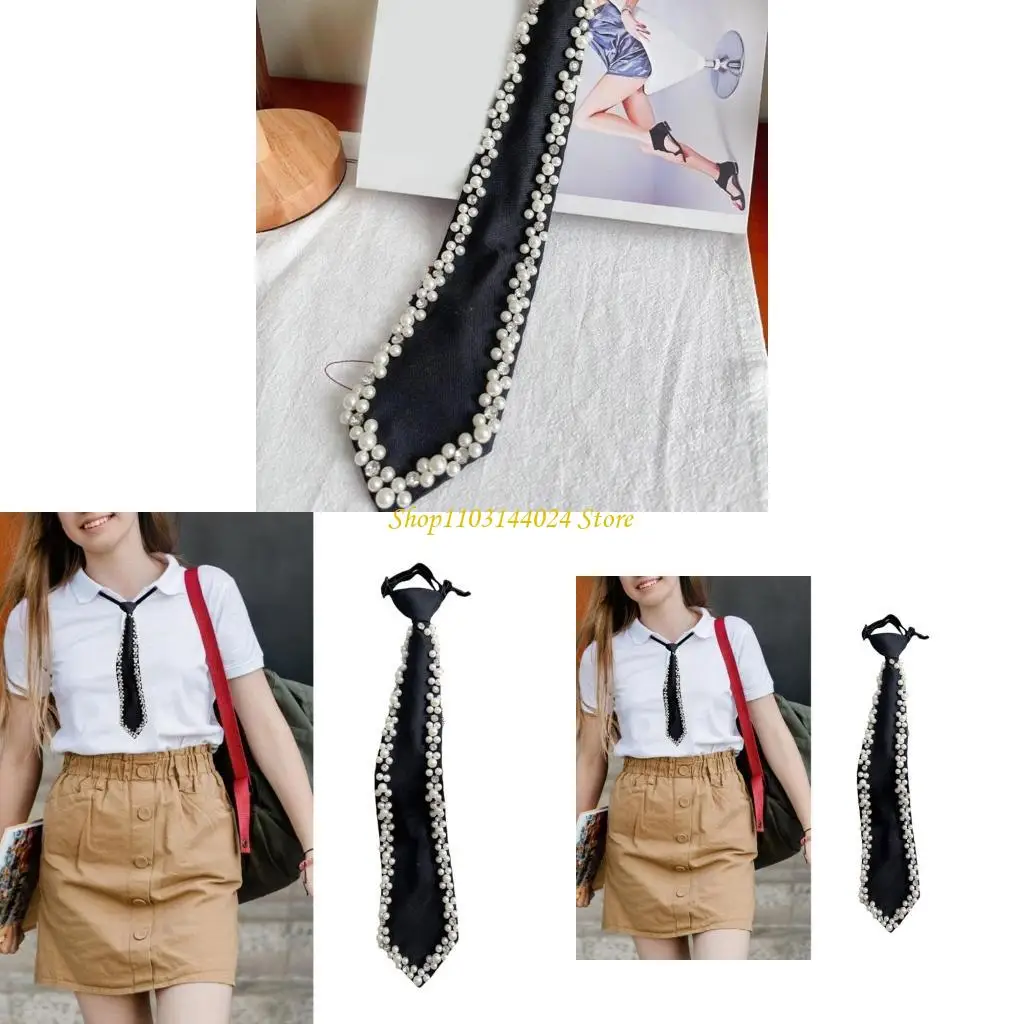 N5ke perlas corbata decorada corbata cuello pretecado para boda