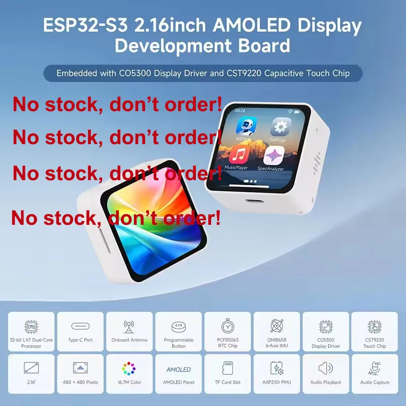 waveshare-esp32-s3-216-inch-touchscreen-amoled-display-development-board-480x480-pixel-ai-chatbot-support-esp-idf-arduino-ide