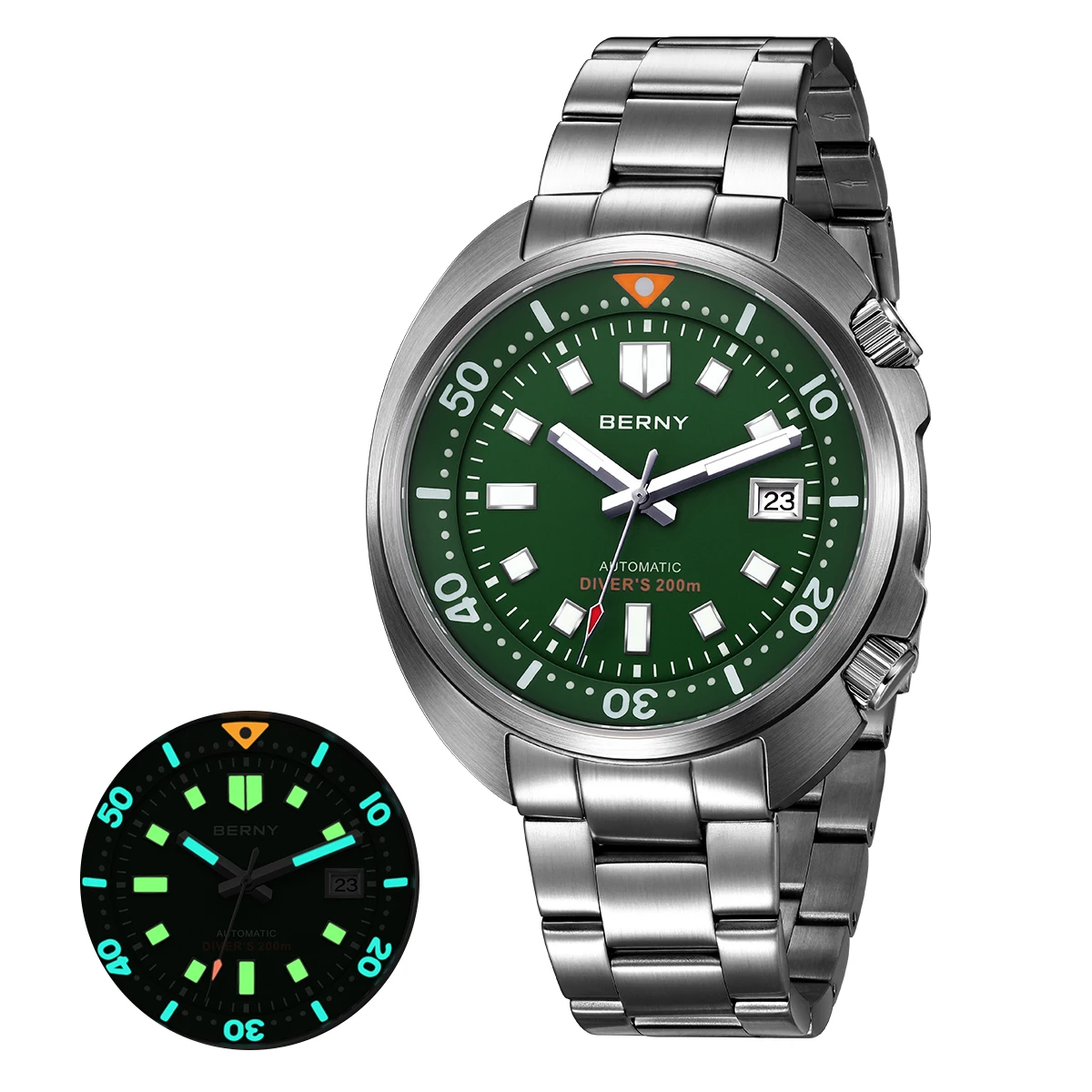 Reloj BERNY Diver para hombre Miyota 8215, reloj mecánico automático superior a la moda para hombre, reloj de lujo con zafiro resistente al agua, reloj luminoso de 200m para hombre