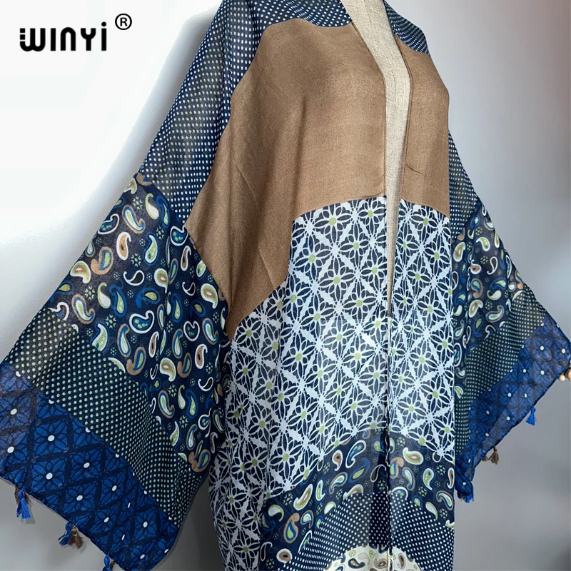 Winyi áfrica moda verão quimono maxi vestido praia cobrir cardigan abaya mulher muçulmana casaco boho kaftan roupas de praia caftan